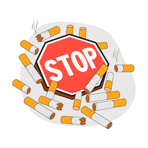 Arrêtez De Fumer Des Cigarettes Dessin Animé Journée Mondiale Sans Tabac Détruisons Le Tabac Vector