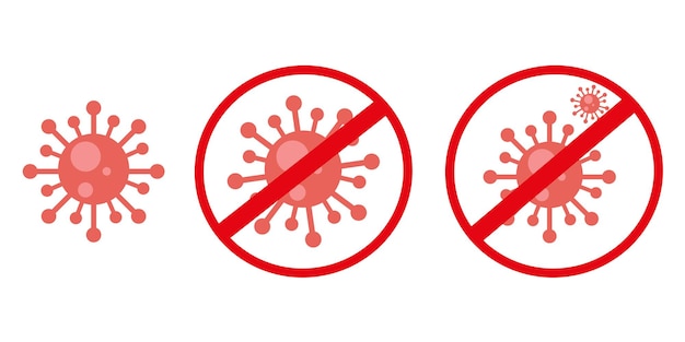 Arrêtez Les Icônes Covid19 Coronavirus Les Bactéries S'arrêtent Graphiques Vectoriels