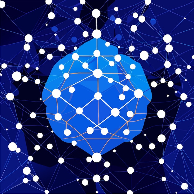 Arrière-plan abstrait avec un design à faible polymétrie avec des points de connexion