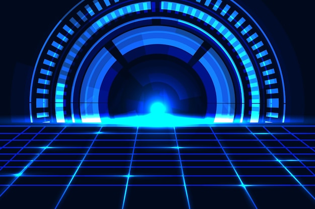 Arrière-plan abstrait de l'écran d'interface utilisateur de la technologie futuriste ronde Hud