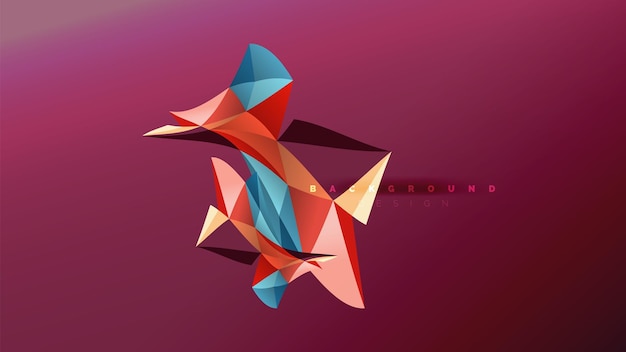 Vecteur arrière-plan abstrait, forme géométrique de style origami, composition triangulaire, concept de conception à faible poly, illustration minimaliste à la mode et colorée.