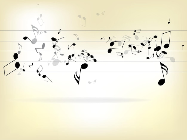 Arrière-plan abstrait avec guitare et notes