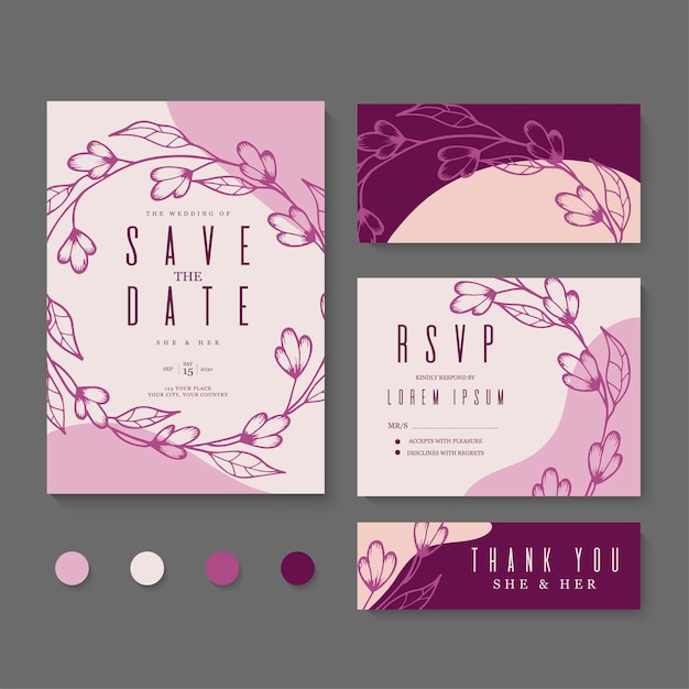 Arrière-plan Abstrait Modèle De Carte D'invitation De Mariage Serti De Décoration Florale Pour Enregistrer L'affiche De Voeux De Date Et La Conception De La Couverture