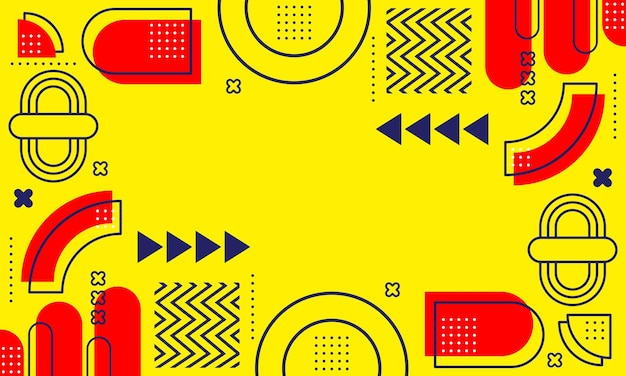 Arrière-plan abstrait moderne avec des éléments de Memphis en jaune et des affiches à thème rétro bannières et web