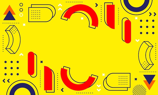Arrière-plan abstrait moderne avec des éléments de Memphis en jaune et des affiches à thème rétro bannières et web