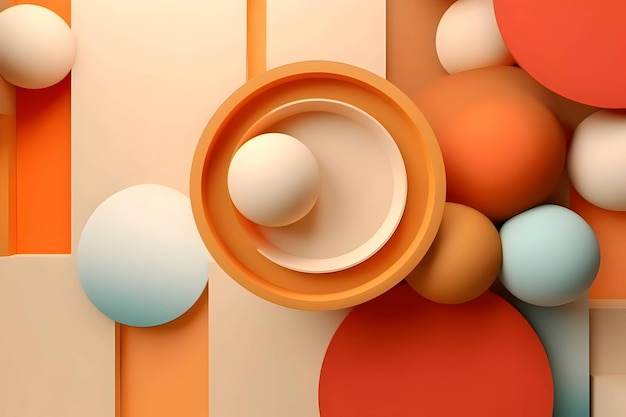 Arrière-plan Abstrait Avec De Nombreuses Figures Géométriques Colorées, Des Cercles Et Des Spirales
