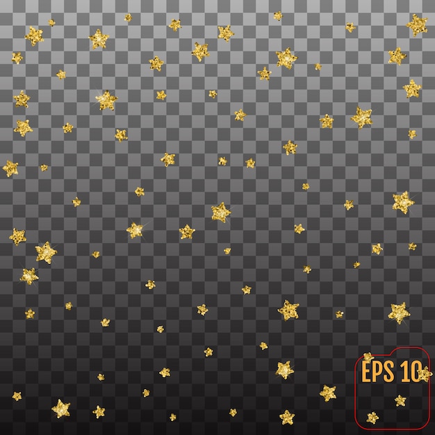 Arrière-plan Abstrait Avec De Nombreux Confettis D'étoiles Dorées Tombantes. Fond De Vecteur