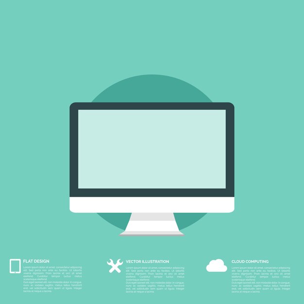 Arrière-plan abstrait plat avec des icônes web, des symboles d'interface, du cloud computing et des appareils mobiles
