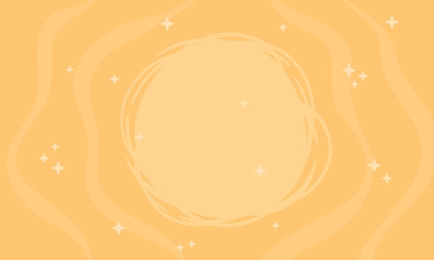 Arrière-plan abstrait romantique jaune vectoriel avec des étoiles et des cercles