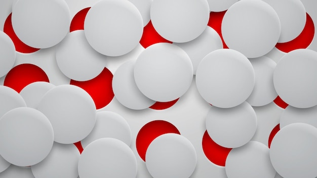 Arrière-plan abstrait de trous et de cercles avec des ombres aux couleurs rouges et blanches