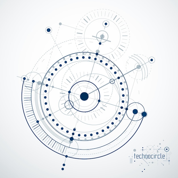 Arrière-plan abstrait vectoriel de la technologie du génie mécanique, abstraction cybernétique avec des schémas industriels innovants.