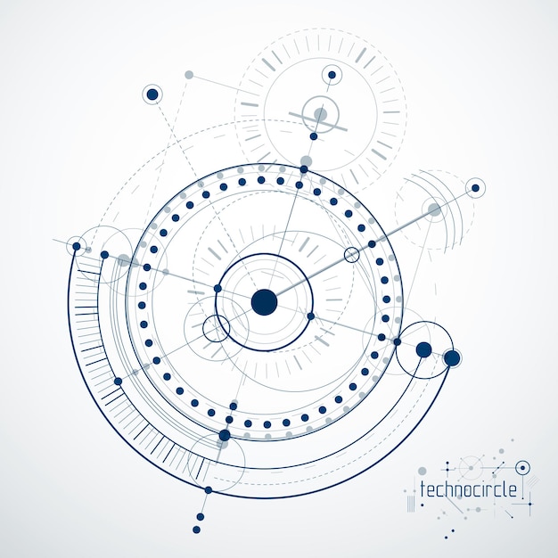 Arrière-plan abstrait vectoriel de la technologie du génie mécanique, abstraction cybernétique avec des schémas industriels innovants.