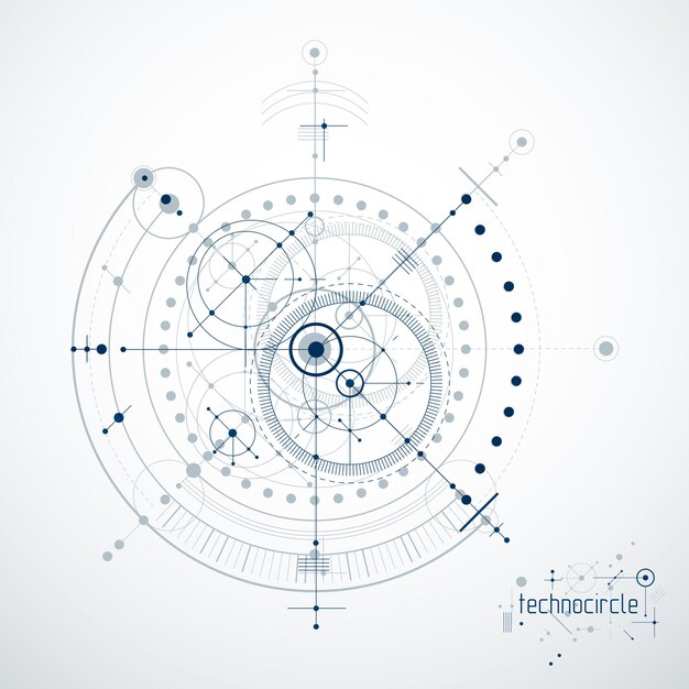 Arrière-plan abstrait vectoriel de la technologie du génie mécanique, abstraction cybernétique avec des schémas industriels innovants.