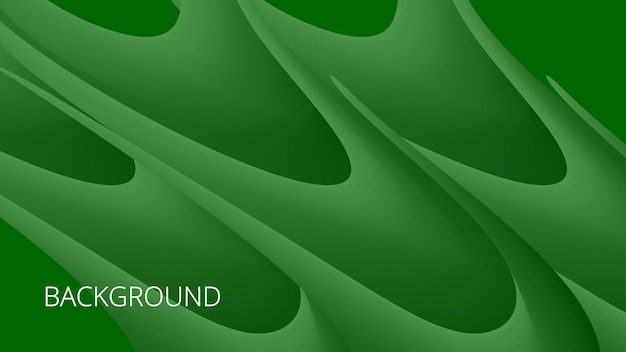 Arrière-plan abstrait vert émeraude avec des lignes ondulées de texture 3D et une forme dynamique de transition de gradient