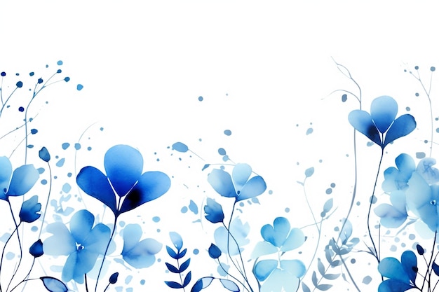 Vecteur arrière-plan aquarelle bleue florale