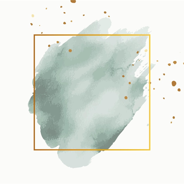 Arrière-plan à l'aquarelle avec un cadre doré dessiné à la main