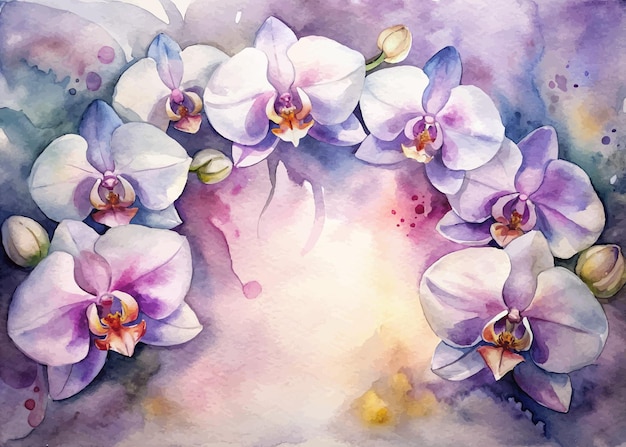 Vecteur arrière-plan d'aquarelle avec une fleur d'orchidée élégante