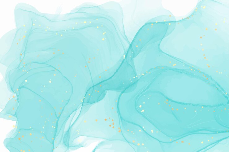 Vecteur arrière-plan aquarelle en marbre liquide à la menthe royale cyan avec des lignes blanches et des taches de pinceau. effet de dessin à l'encre d'alcool marbré turquoise turquoise. toile de fond d'illustration vectorielle, invitation de mariage aquarelle.