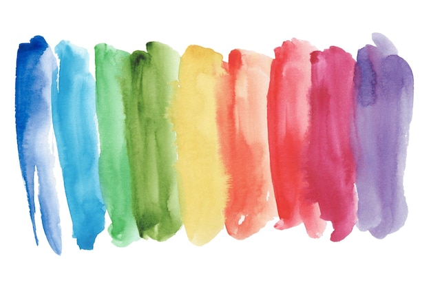 Arrière-plan arc-en-ciel à l'aquarelle peint à la main sur papier à l'acarelle à pinceau coup d'arc-en-arc drapeau lgbt