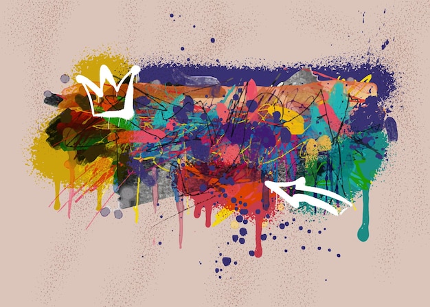 Arrière-plan d'art graffiti abstrait coloré flèche vectorielle décorative spray coloré dans les styles de graffiti