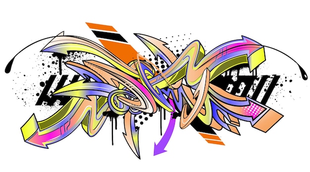 Arrière-plan d'art graffiti abstrait et coloré Flèches vectorielles décoratives dans les styles de graffiti