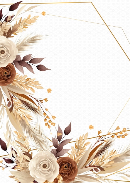 Arrière-plan beige brun et blanc à l'aquarelle élégante avec de la flore et des fleurs