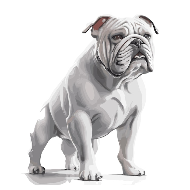 Vecteur arrière-plan blanc modifiable avec des cliparts d'animaux de bulldog