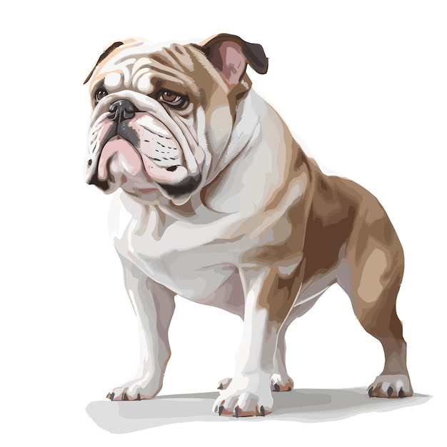 Vecteur arrière-plan blanc modifiable avec des cliparts d'animaux de bulldog