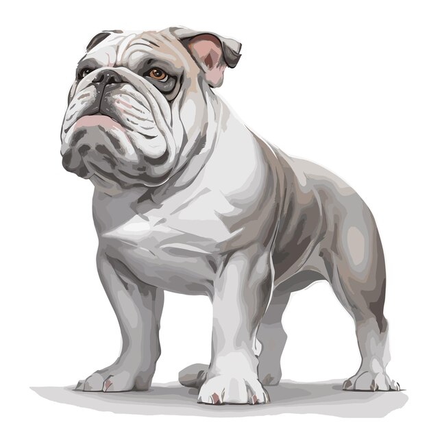 Vecteur arrière-plan blanc modifiable avec des cliparts d'animaux de bulldog