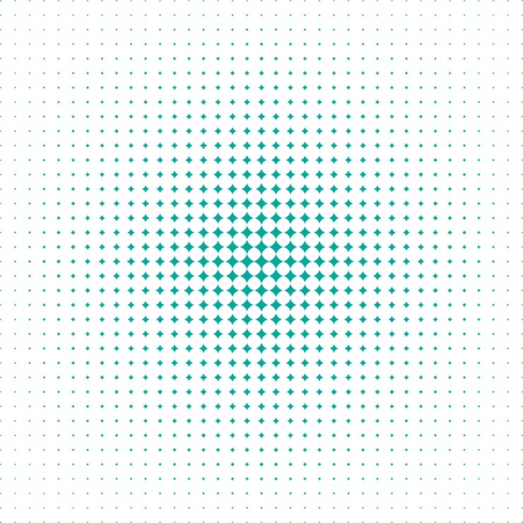 Vecteur arrière-plan blanc et vert avec un motif à demi-tonnes éléments de conception abstraits