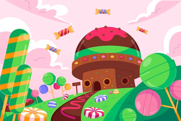Arrière-plan de bonbons plats