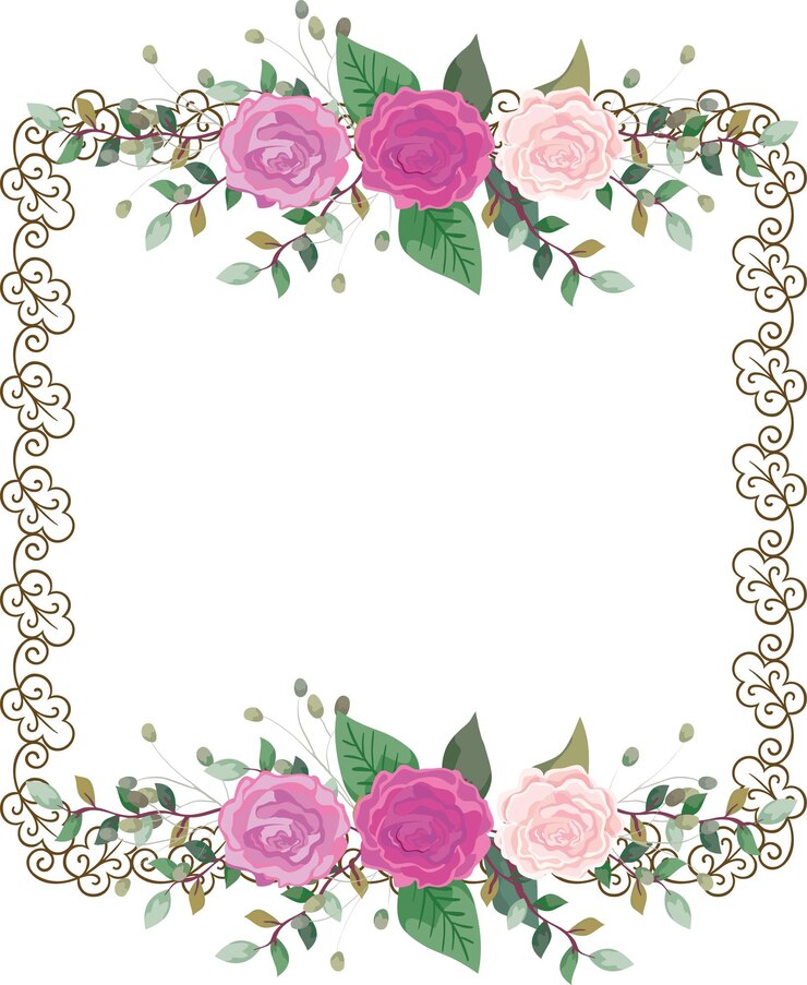 Vecteur arrière-plan de cadre floral à l'aquarelle avec un cadre doré