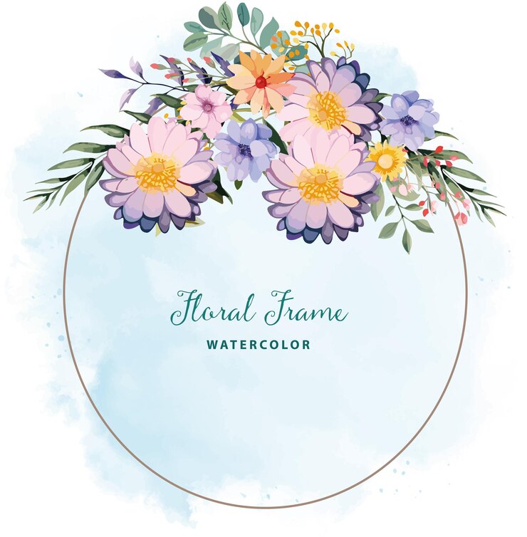 Vecteur arrière-plan d'un cadre floral à l'aquarelle
