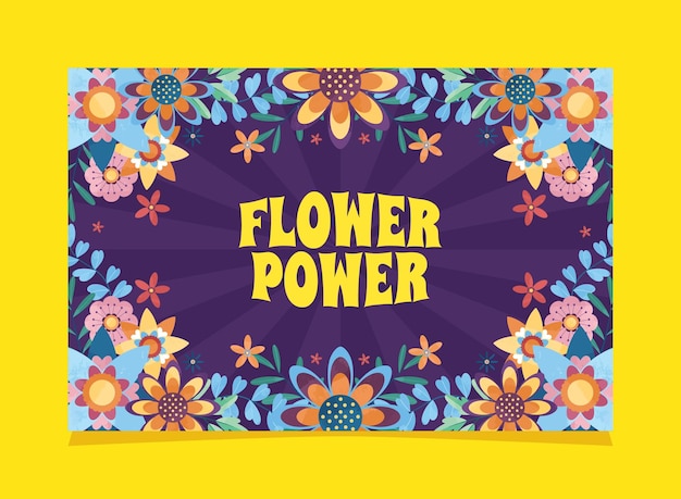 Arrière-plan Avec Un Cadre Floral Retro Pop Groovy