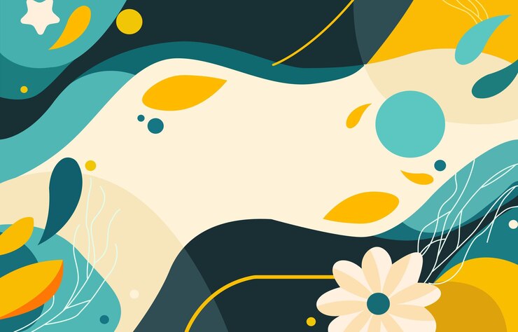 Arrière-plan de cadre fluide jaune avec décoration de plantes florales et espace de copie