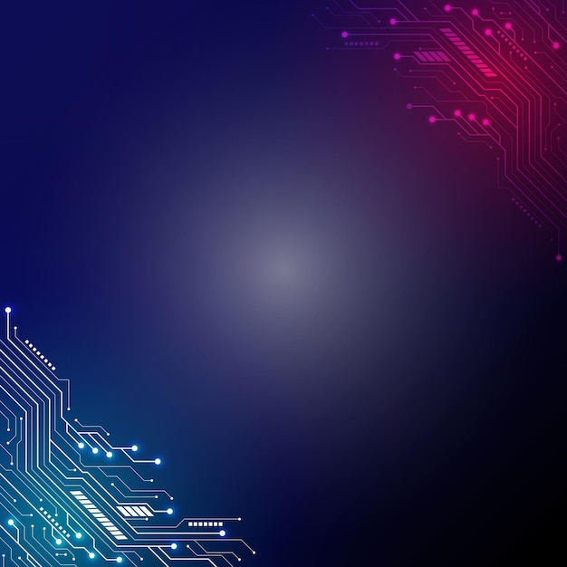Arrière-plan de la carte de circuits avec un design technologique bleu et rose