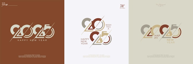 Vecteur arrière-plan classique avec style moderne modèle et affiche avec logo de typographie 2025 pour une célébration du nouvel an 2025 bonne année 2025