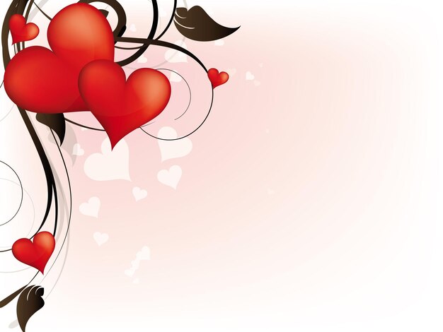 Vecteur arrière-plan avec des cœurs et des éléments floraux pour la saint-valentin