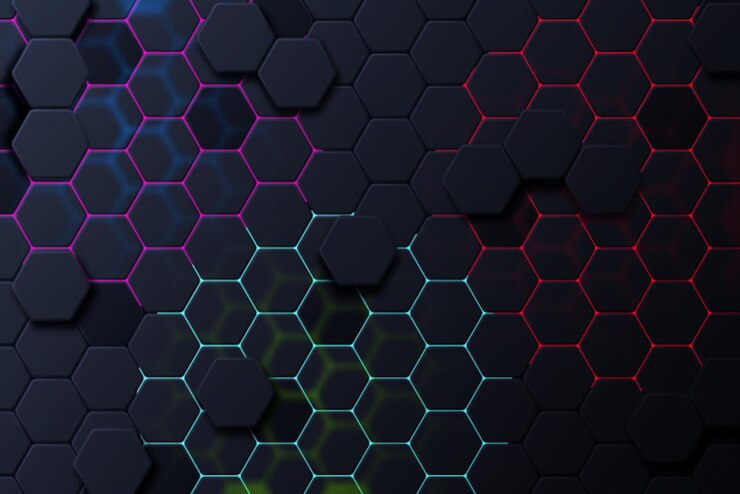 un arrière-plan coloré avec un motif d'hexagones et d' hexagones