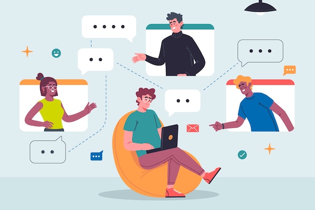 Arrière-plan de la communication dessiné à la main