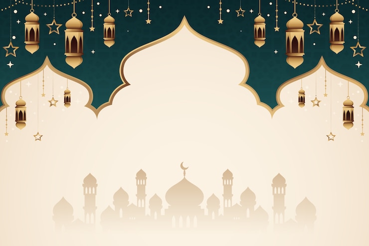 Vecteur arrière-plan de la composition islamique dorée