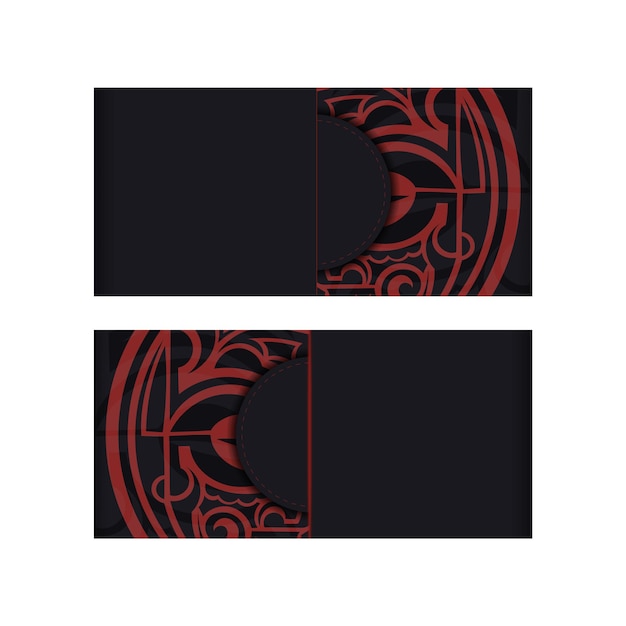 Arrière-plan De Conception Avec Des Motifs Luxueux. Modèle De Bannière Noire Avec Ornements Maoris Et Place Pour Votre Logo.