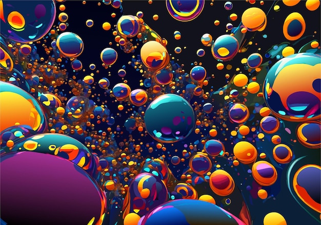 Vecteur arrière-plan créatif à partir de bulles mélangées d'eau et d'huile coloré