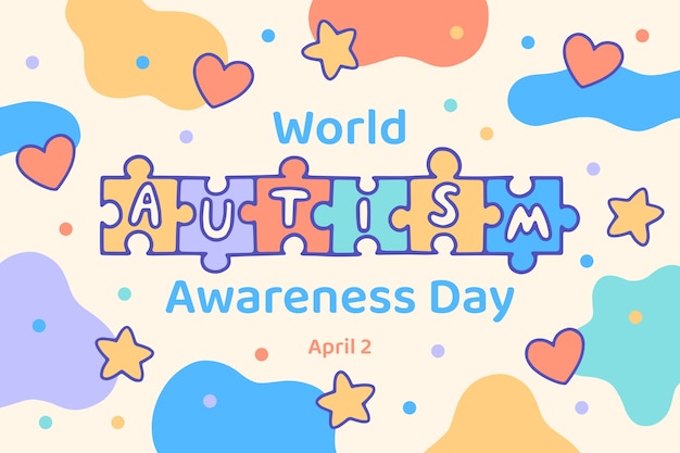 Vecteur arrière-plan dessiné à la main pour la journée mondiale de sensibilisation à l'autisme