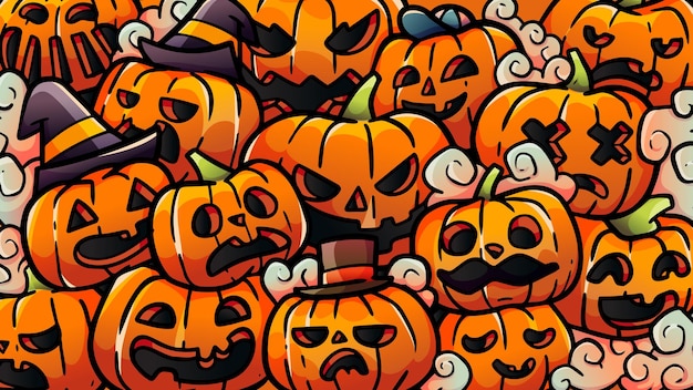 ARRIÈRE-PLAN DE DOODLE DE CITROUILLE HALLOWEEN