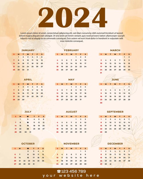 arrière-plan du calendrier de la nouvelle année 2024
