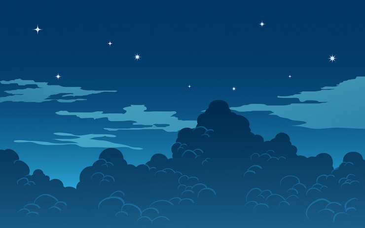 Vecteur arrière-plan du ciel nocturne avec des nuages et des étoiles