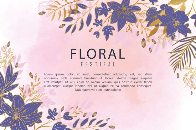 Vecteur arrière-plan du modèle de bannière de style printemps floral belle ligne art