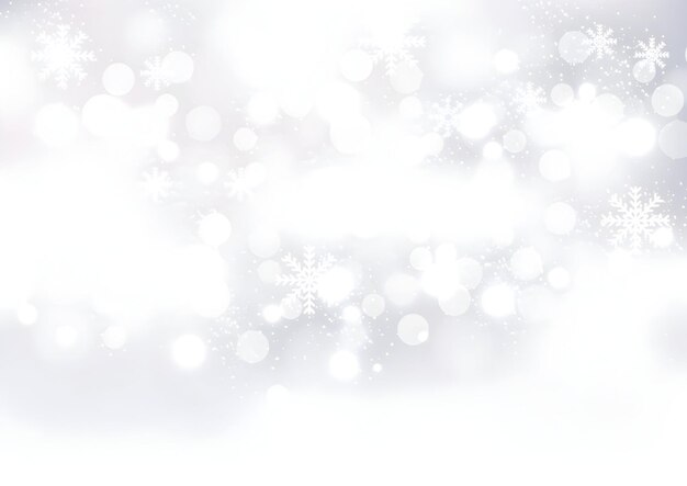 Arrière-plan du pays des merveilles d'hiver avec des flocons de neige et un effet bokeh