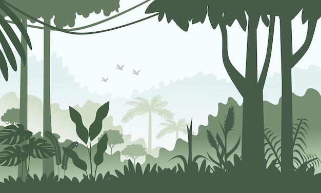 Vecteur arrière-plan du paysage de la jungle illustration vectorielle